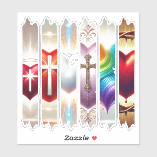 キリストカラフル教バレンタインハート和紙テープ シール (シート)