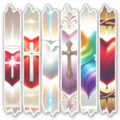 キリストカラフル教バレンタインハート和紙テープ シール (正面)