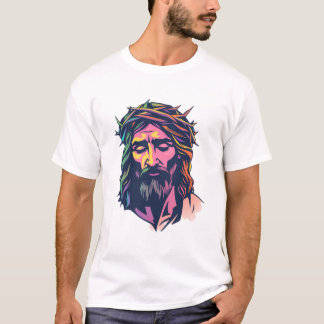 キリストカラフル:トーンズの冠を持つイエス・ティー Tシャツ