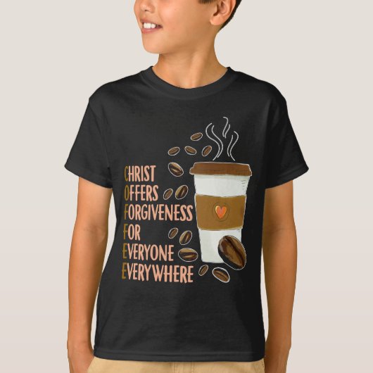 キリストコーヒークリスチャン教会カフェイン牧師 Tシャツ (正面)
