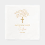 キリストフローラ十字宗教イベントで洗礼 箔ナプキン (正面)