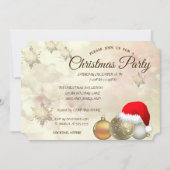 キリストマスボール、ボケ、サンタ帽　コーポレートパーティ 招待状 (正面)