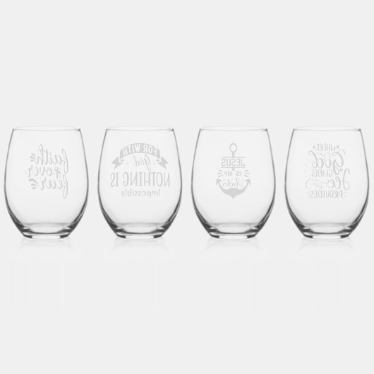 キリストモダン教信仰引用文 ステムなしワイングラス (裏面)