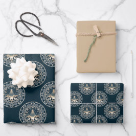 キリスト出生スター疑問に思オブ水玉模様曼荼羅 ラッピングペーパーシート