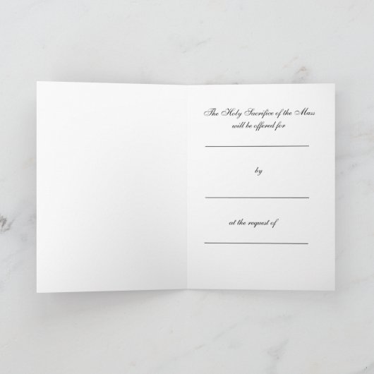 キリスト十字架の聖なる三位一体を供えるカトリックのミサ サンキューカード (内部)