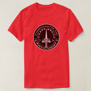 キリスト反対者の記号のための赤い基礎 Tシャツ