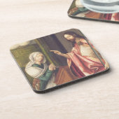 キリスト女性(パネル)を賛美している救い主 コースター (左側)