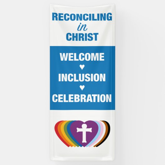 キリスト崇拝の旗で和解 横断幕 (縦)