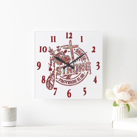 キリスト感動的教聖句 スクエア壁時計 (ホーム)