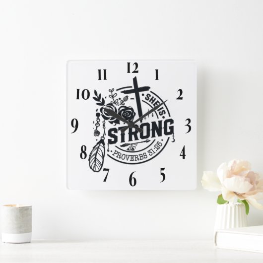 キリスト感動的教聖句 スクエア壁時計 (ホーム)