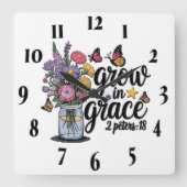 キリスト感動的教聖書聖句/聖なる書物、 経典 スクエア壁時計 (正面)