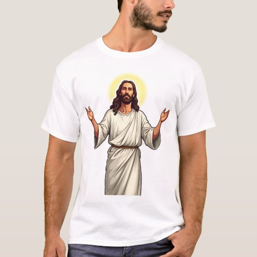 キリスト救世主の手 ビンテージ風彫刻Tシャツ 2 Tシャツ (正面)