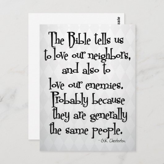 キリスト教おもしろい教引用文GKチェスタトン ポストカード (正面/裏面)