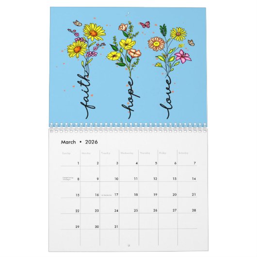 キリスト教とやる気を起こさせる引用文 カレンダー (3月 2026)