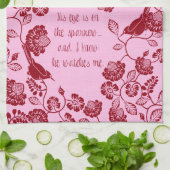 キリスト教のふきんはすずめのピンクに彼の目あります キッチンタオル (折り畳み)