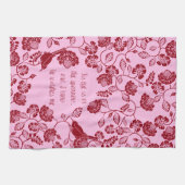 キリスト教のふきんはすずめのピンクに彼の目あります キッチンタオル (横)