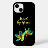 キリスト教のイエローテキストの引用 "Saved By Grace" Case-Mate iPhoneケース (裏面)