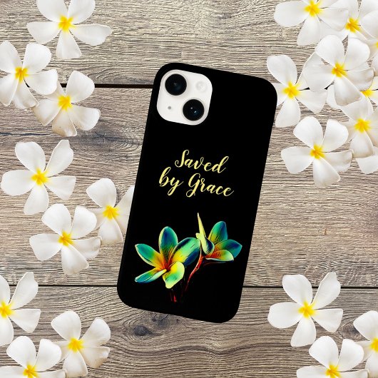 キリスト教のイエローテキストの引用 "Saved By Grace" Case-Mate iPhoneケース
