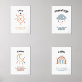 キリスト教のキッズバイブルの4つのポスターのセット (正面)