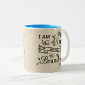 キリスト教のギフトのマグ-私はつる植物です ツートーンマグカップ (正面右)