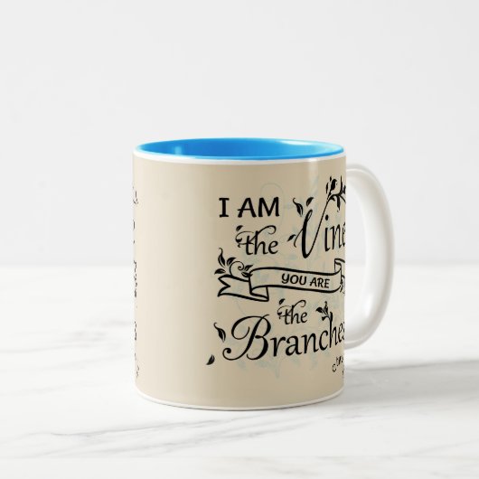キリスト教のギフトのマグ-私はつる植物です ツートーンマグカップ (正面右)
