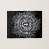 キリスト教のギフトのLutherバラのJバラ黒背景 ジグソーパズル (横)