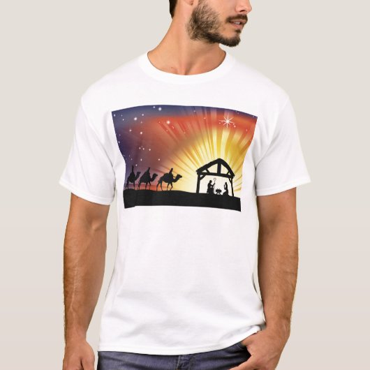 キリスト教のクリスマスの出生場面 Tシャツ (正面)