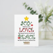 キリスト教のクリスマスの喜び愛と平和 シーズンポストカード (スタンド正面)