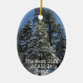 キリスト教のクリスマスの飾り最高の – ギフトはイエスである セラミックオーナメント (正面)