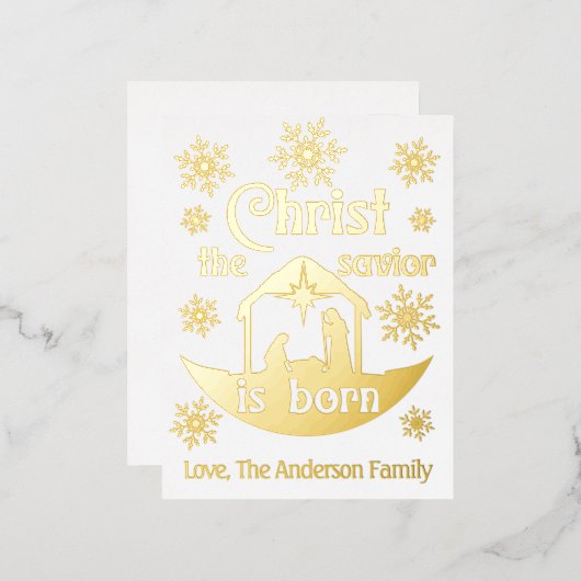 キリスト教のクリスマス出生キリスト救生まれ主は 箔シーズンポストカード (正面/裏面)