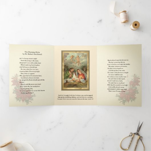 キリスト教のクリスマス  イエス  聖母マリア  聖ヨセフ 三つ折りクリスマスカード (内部)