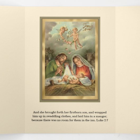 キリスト教のクリスマス  イエス  聖母マリア  聖ヨセフ 三つ折りクリスマスカード (内部中)