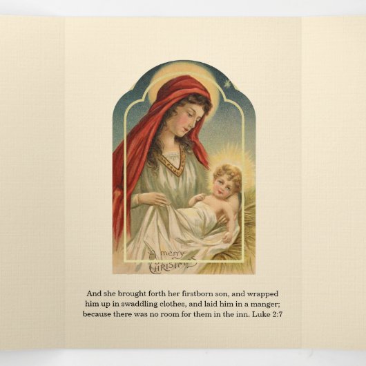 キリスト教のクリスマス  イエス  聖母マリア 詩 三つ折りクリスマスカード (内部中)