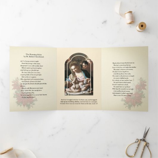 キリスト教のクリスマス  イエス  聖母マリア 詩 三つ折りクリスマスカード (内部)