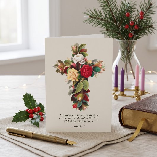 キリスト教のクリスマス・クロスと聖書 シーズンカード