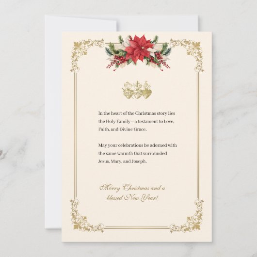 キリスト教のクリスマス ポインセチア 聖母マリア イエス シーズンカード (裏面)