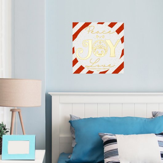 キリスト教のクリスマス 聖誕 ネゴールド ピース ジョイ ラブ 箔ポスター (インサイチュ (寝室))