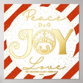 キリスト教のクリスマス 聖誕 ネゴールド ピース ジョイ ラブ 箔ポスター (正面)