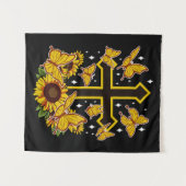 キリスト教のクロスフローラひまわり タペストリー (正面(横))