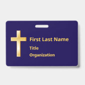 キリスト教のゴールドクロス名札 バッジ (正面)