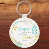 キリスト教のシックな聖書の上の事に心を置きなさい キーホルダー (正面)