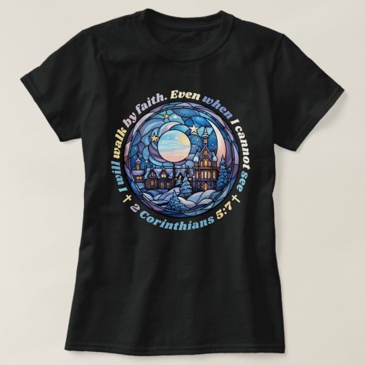 キリスト教のシャツ、私は信仰の聖句によって歩く Tシャツ (デザイン正面)