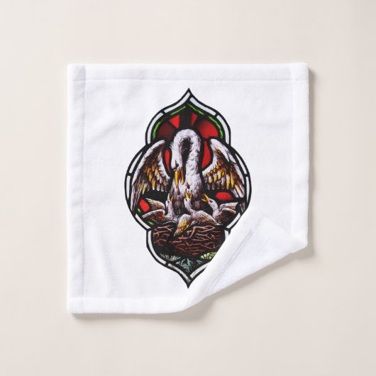 キリスト教のシンボルとしてのペリカン ウォッシュタオル (ウォッシュタオル)