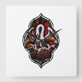 キリスト教のシンボルとしてのペリカン スクエア壁時計