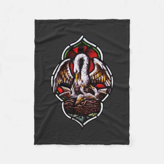 キリスト教のシンボルとしてのペリカン フリースブランケット (正面)