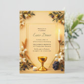 キリスト教のシンボルエレガント宗教的なイースターディナー 招待状 (スタンド正面)