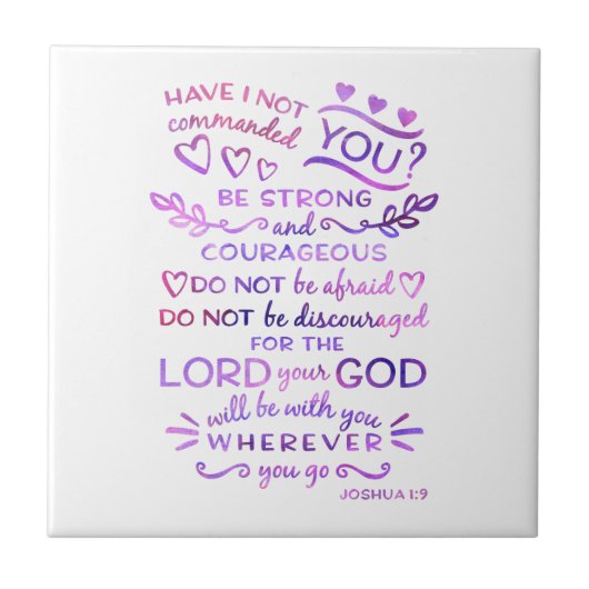 キリスト教のジョシュアの1:9の聖書の聖なる書物、経典のセラミックタイル タイル (正面)