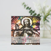 キリスト教のステンドグラスの美しい結婚式の招待 招待状 (スタンド正面)