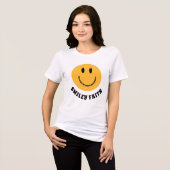 キリスト教のスマイルフェイス 笑顔 信仰 主の喜び トライブレンドTシャツ (正面全面)