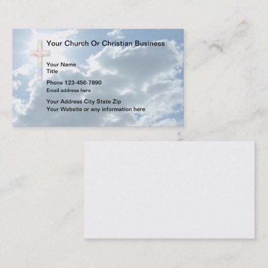 キリスト教のテーマの十字および空 名刺 (正面/裏面)